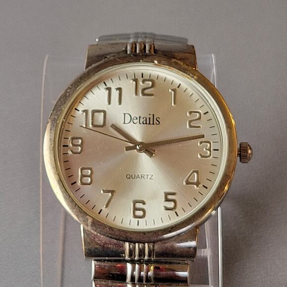 Details Mens Quartz Watch Silver Dial Expansion Band Stainless Steel Back Tested - Picture 12 of 15